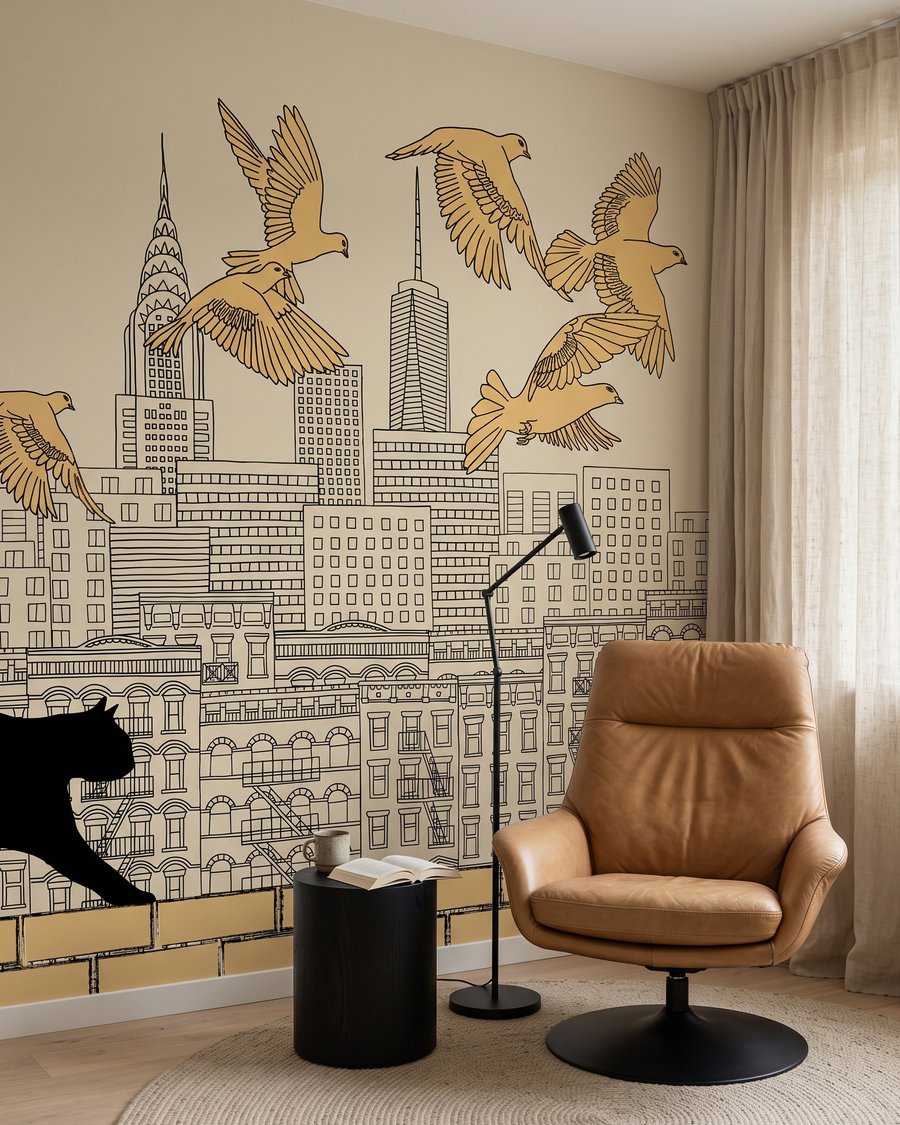 Cats Above the City in an interior