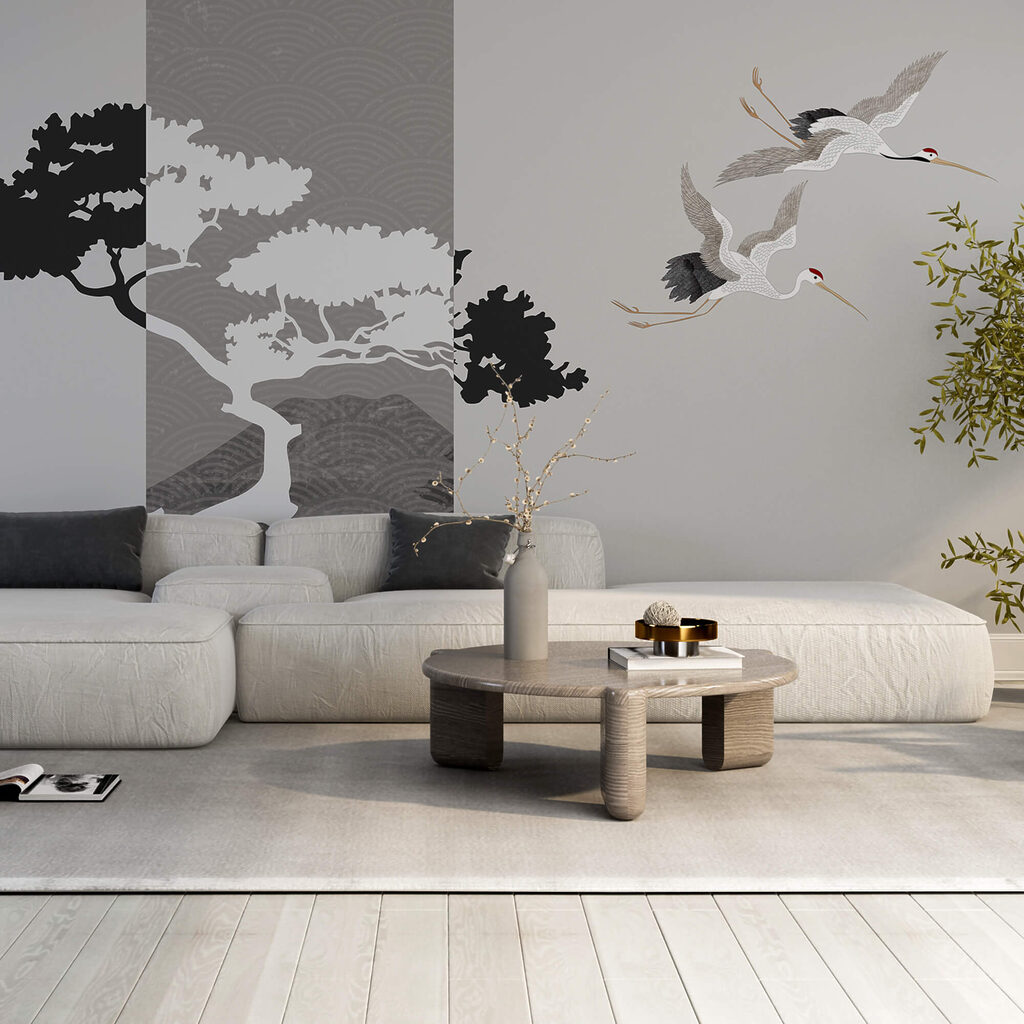 Cranes in Flight in an interior