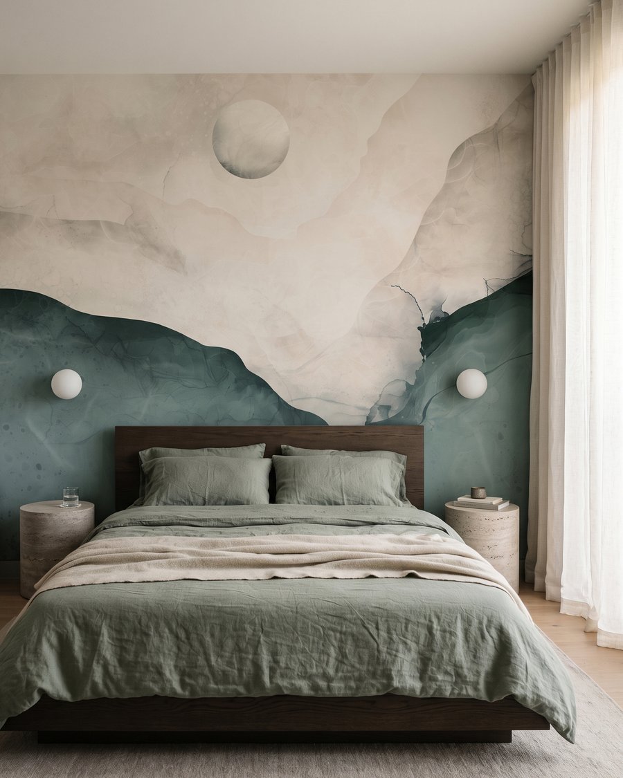 Moon over Mountains in an interior