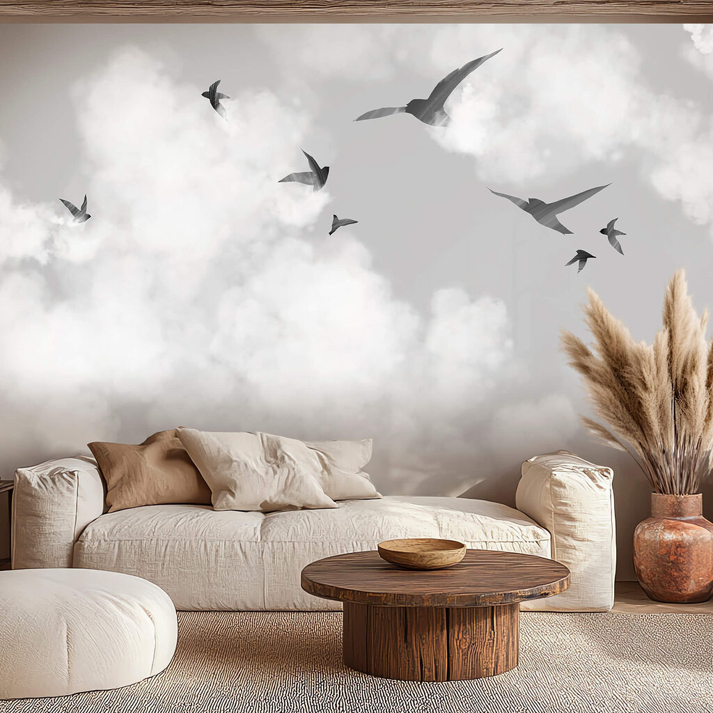 Birds among white clouds — interior 1