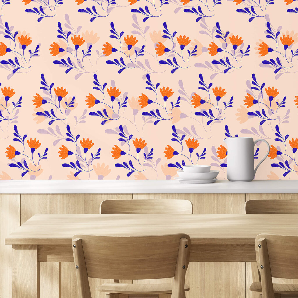 Orange flowers on pink — interior 3