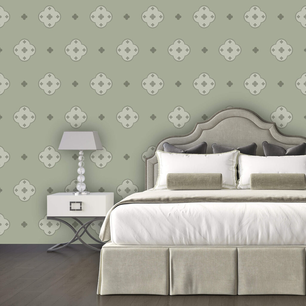 Small ornaments on grey-green — interior 2