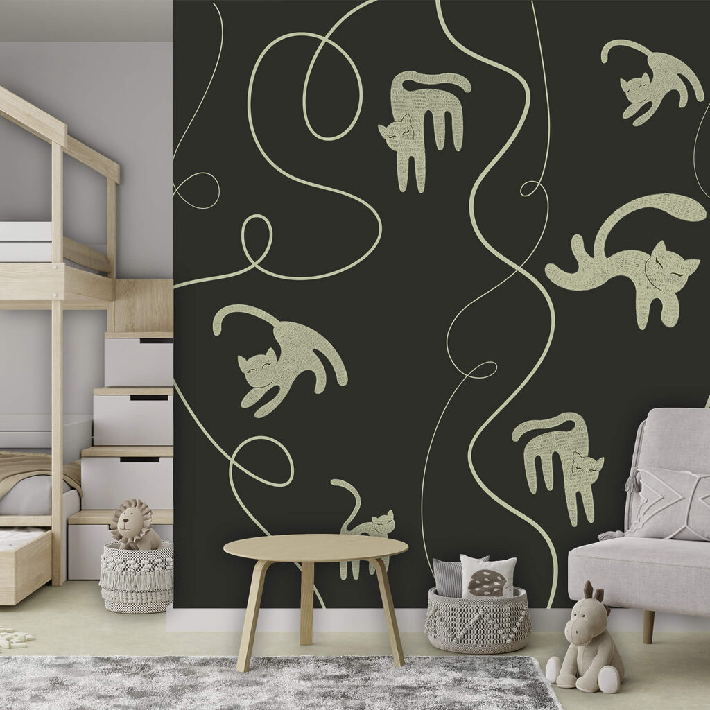 Cats on a String in an interior