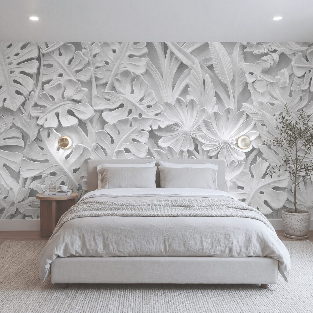 Carved Tropical Flowers in an interior