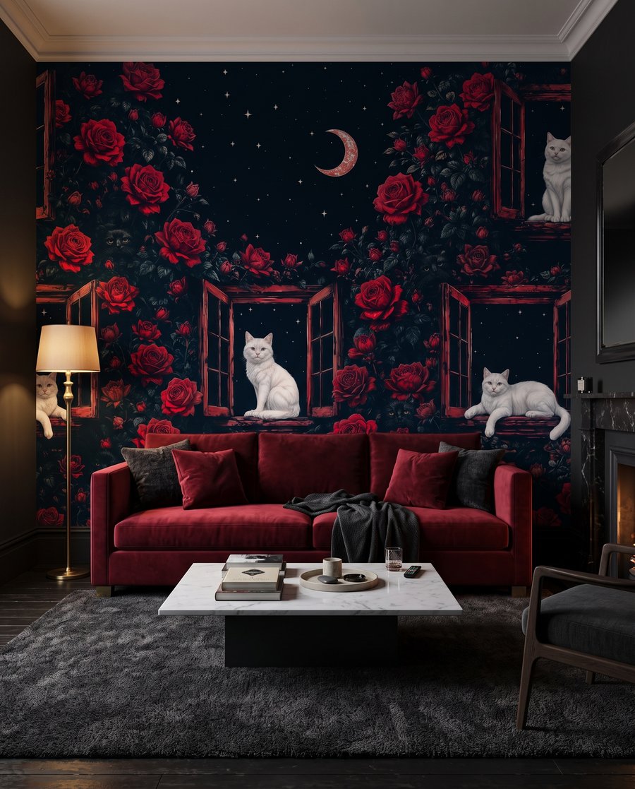 Rose Window Cats in an interior