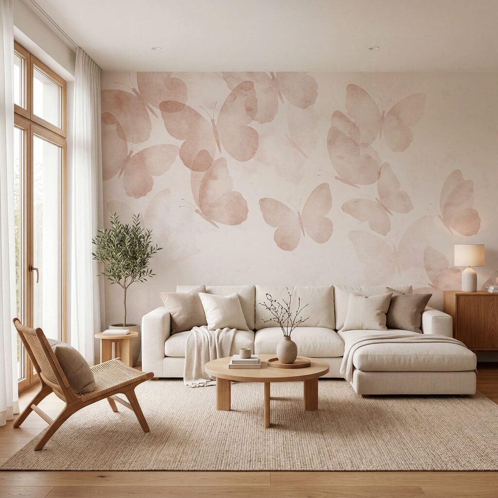 Butterflies on Ivory in an interior