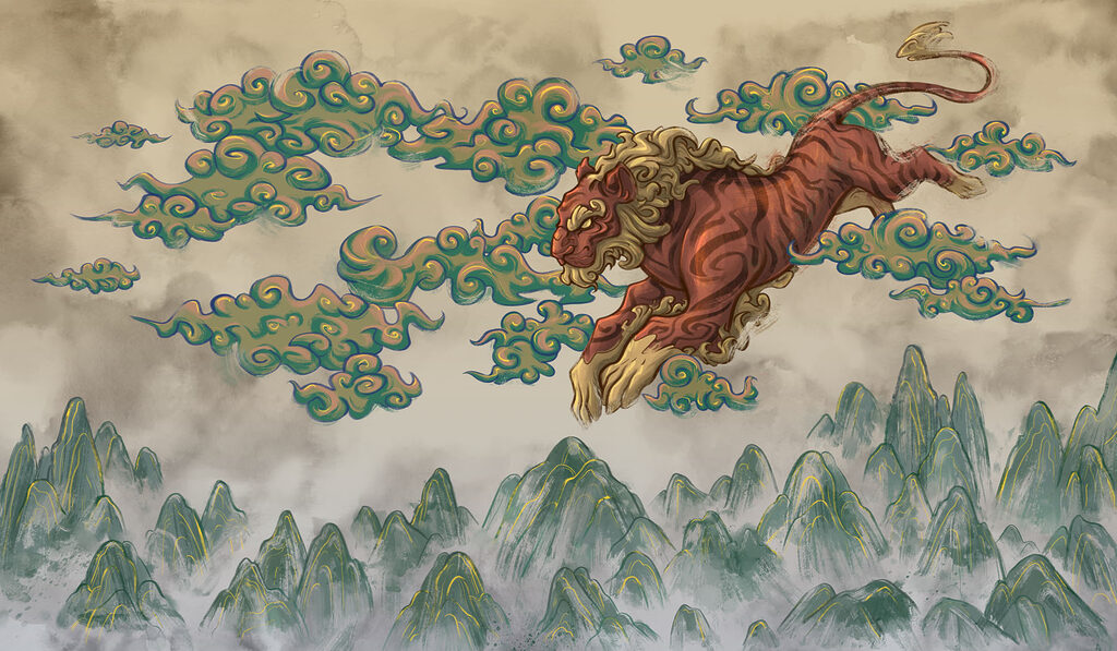 Tiger Above Mountains — full design