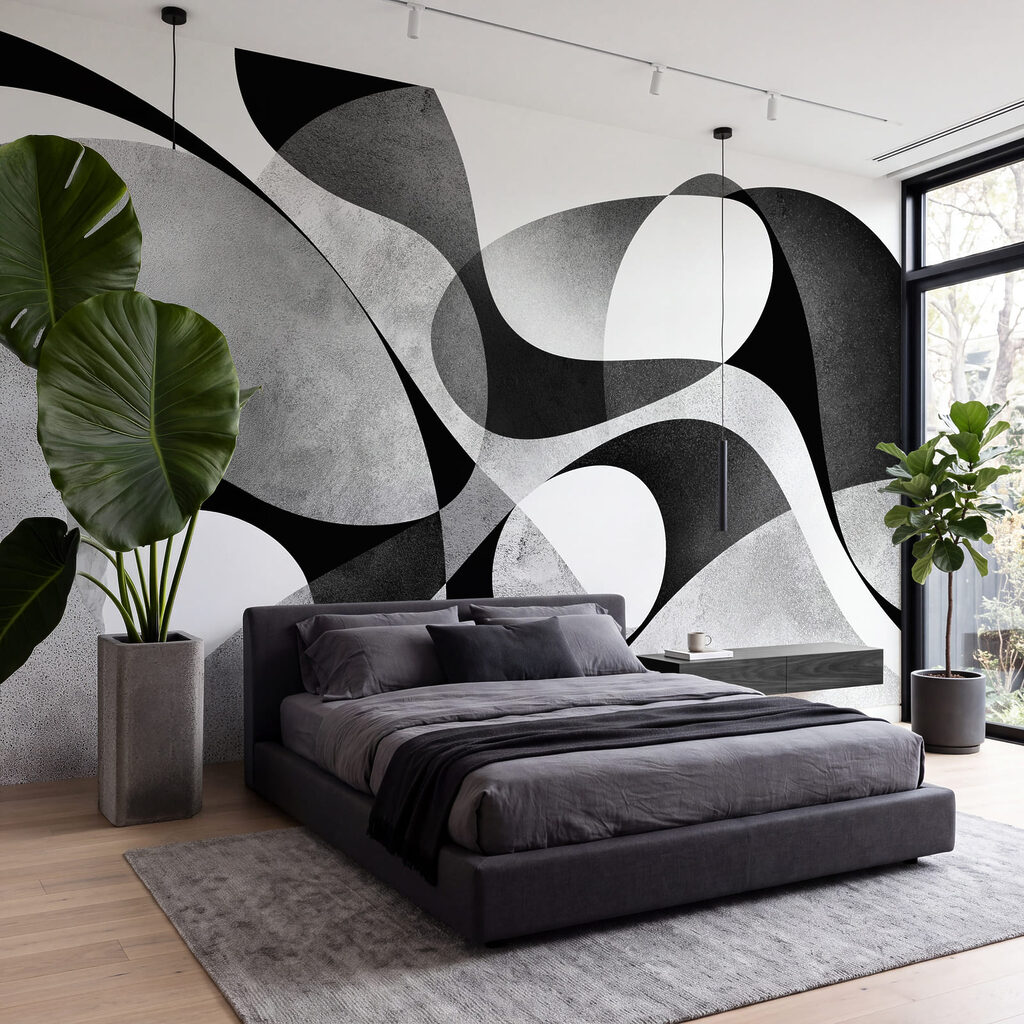 Playful Monochrome Curves in an interior
