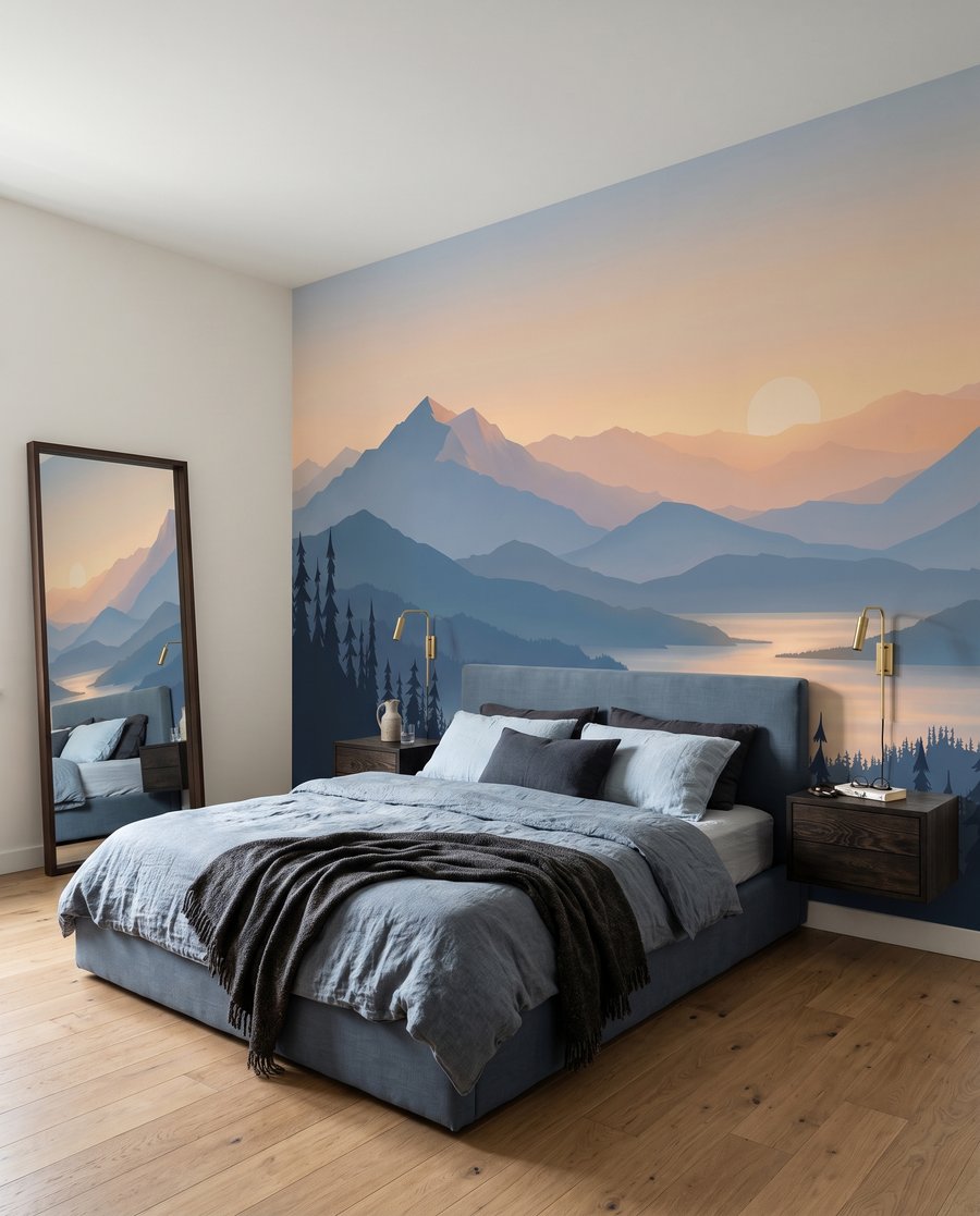 Sunset Mountain Lake in an interior