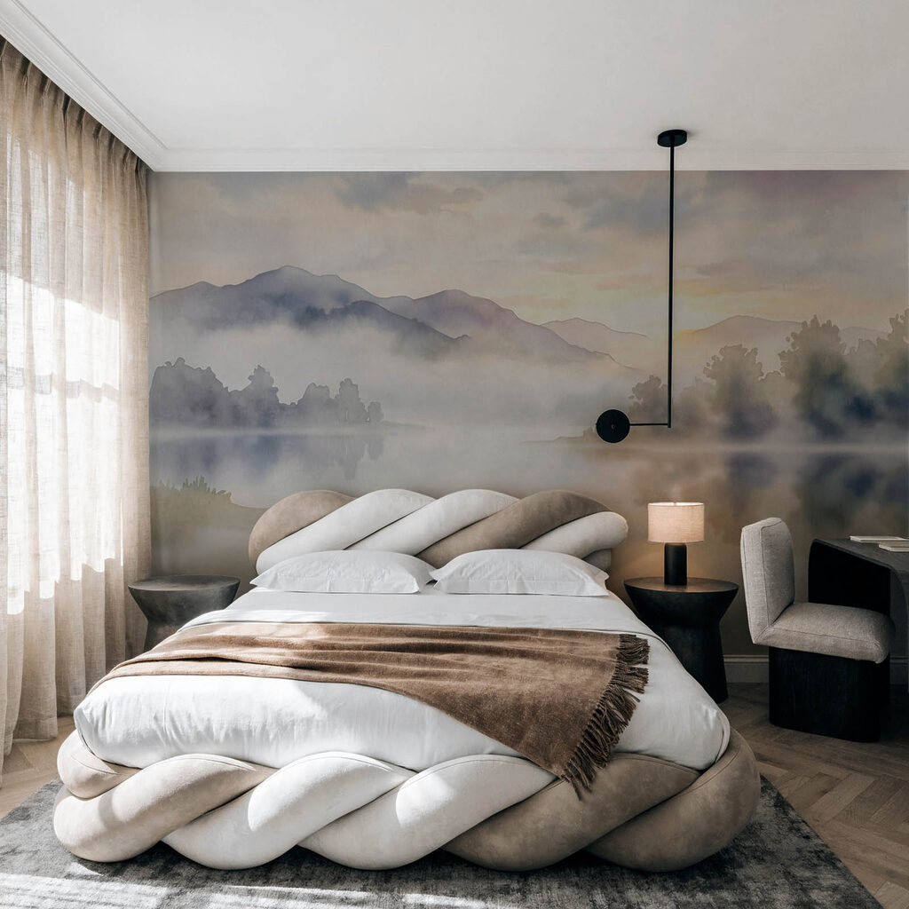 Morning Lake Watercolour in an interior
