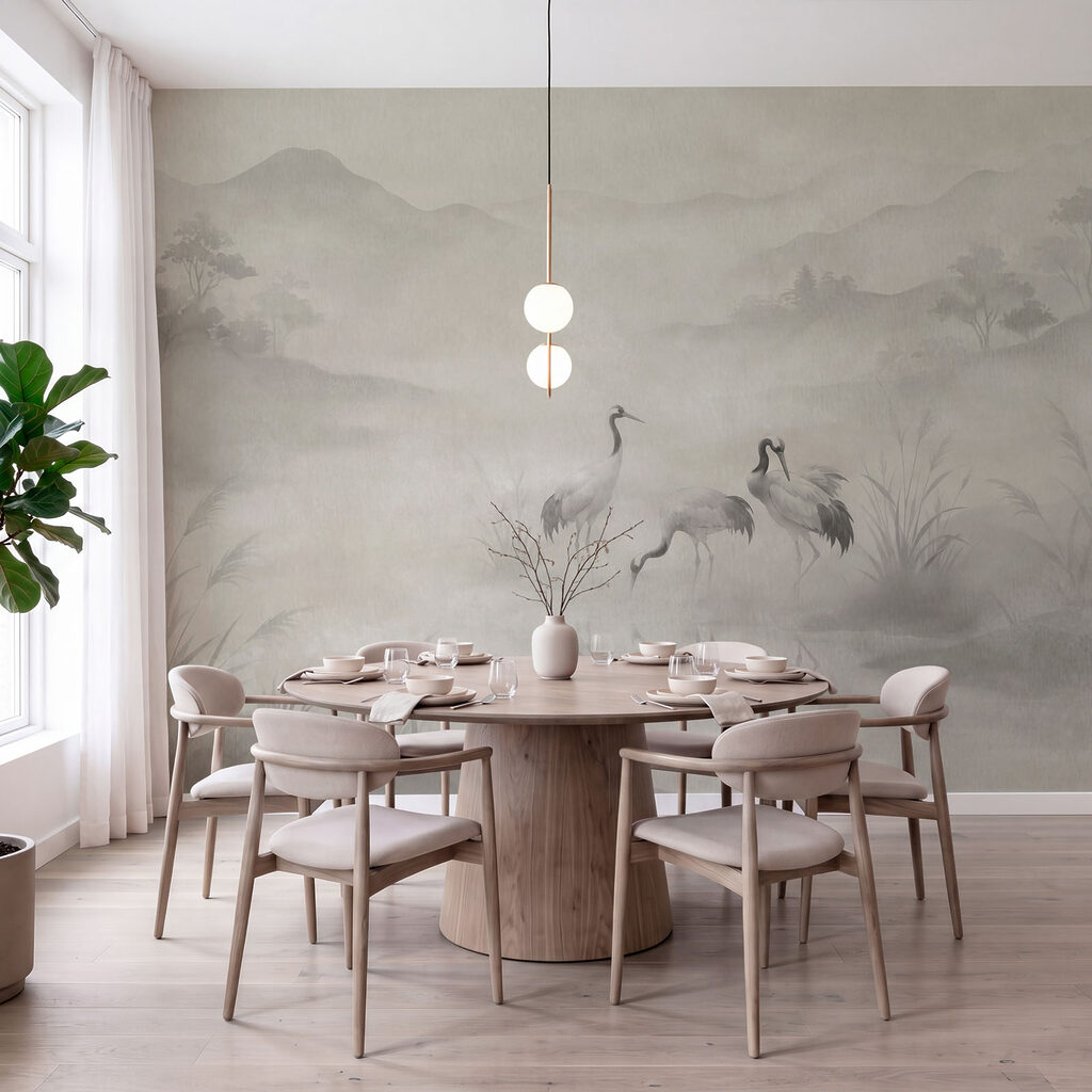 Cranes in the Mist in an interior