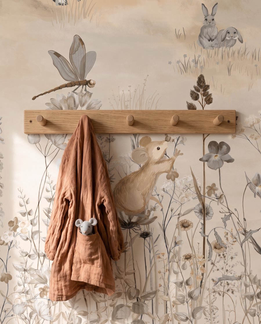 Woodland friends in soft sand tones — detail