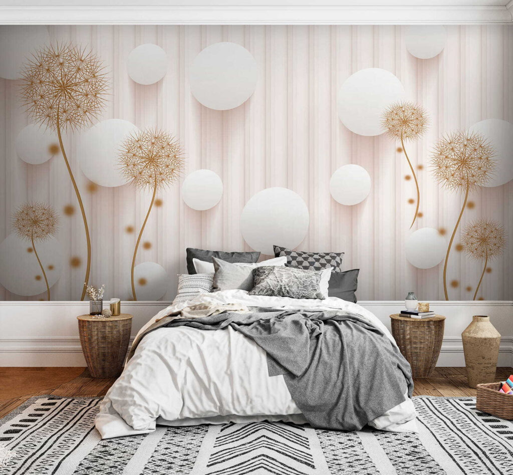 Round flowers, white circles — interior 5