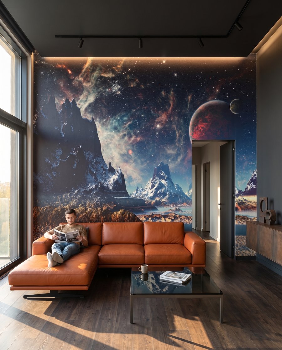 Distant Planet Landscape in an interior