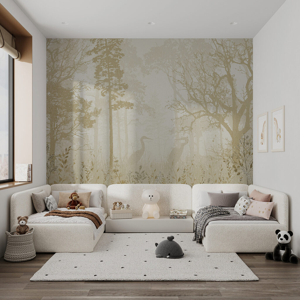 Heron in misty forest — interior 7