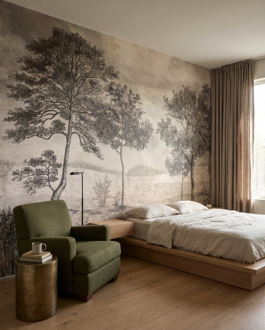 Open Woodland Etching in an interior