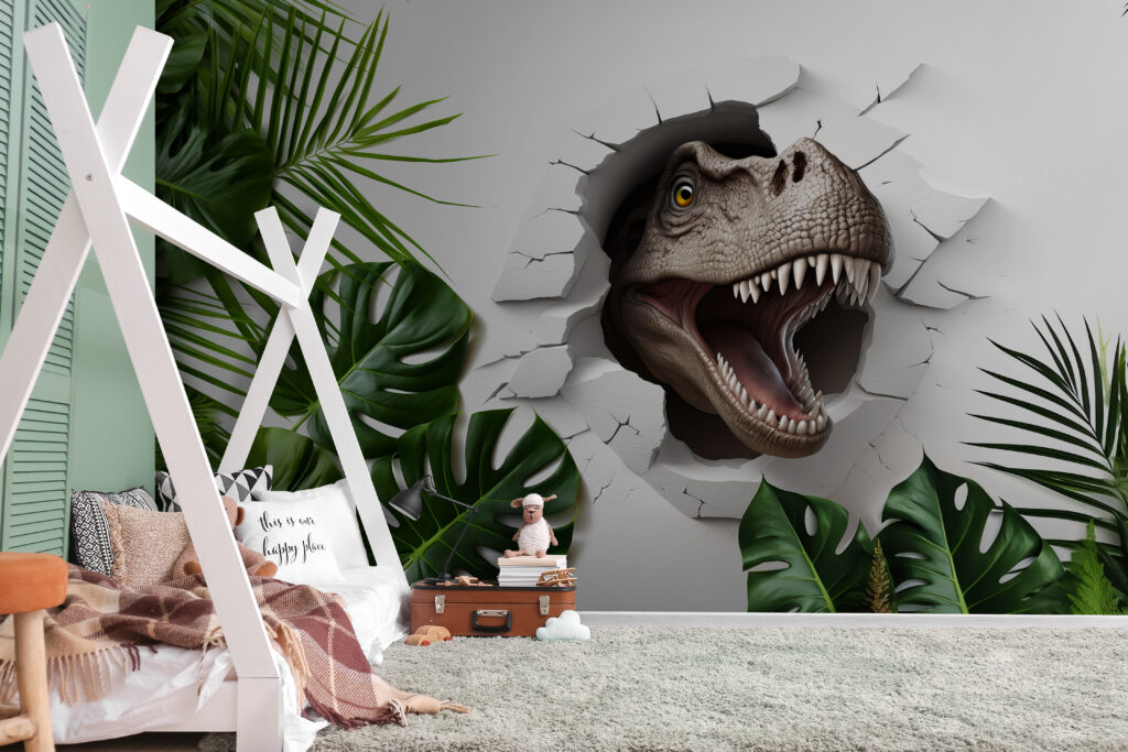 Dinosaur Unleashed in an interior