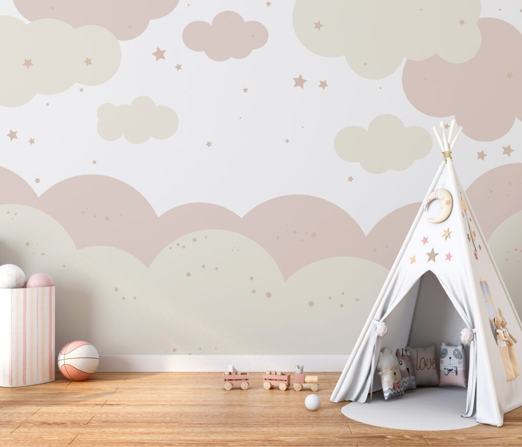 Pastel Cloud Parade in an interior