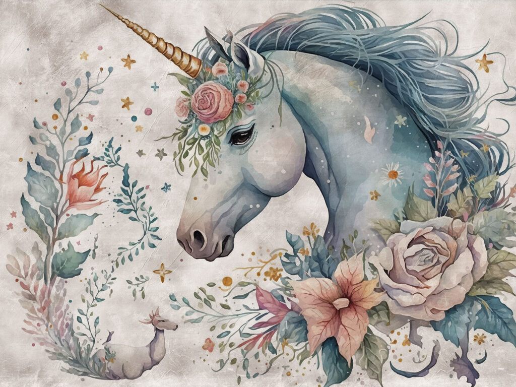 Unicorn Garden Portrait — full design