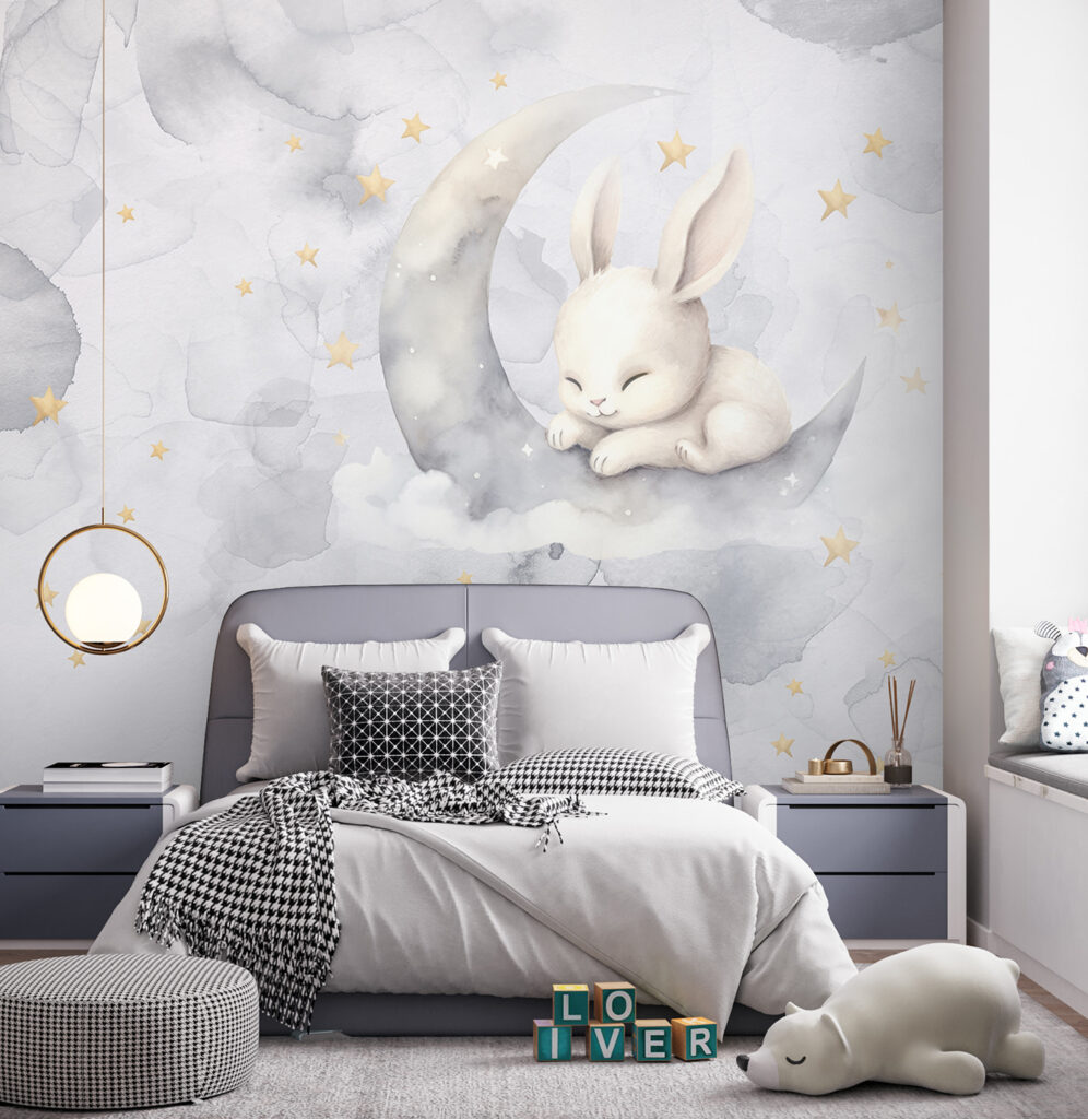 Bunny on the Moon in an interior
