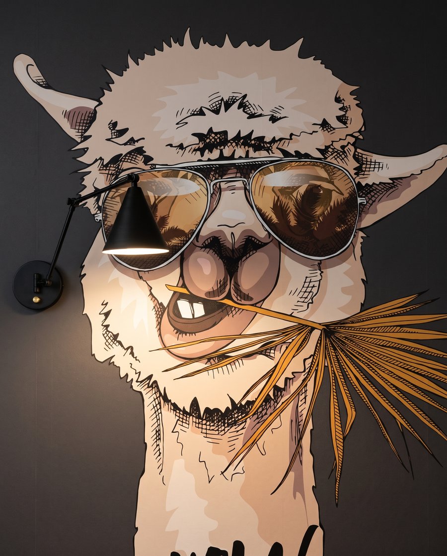 Llama in Shades — detail