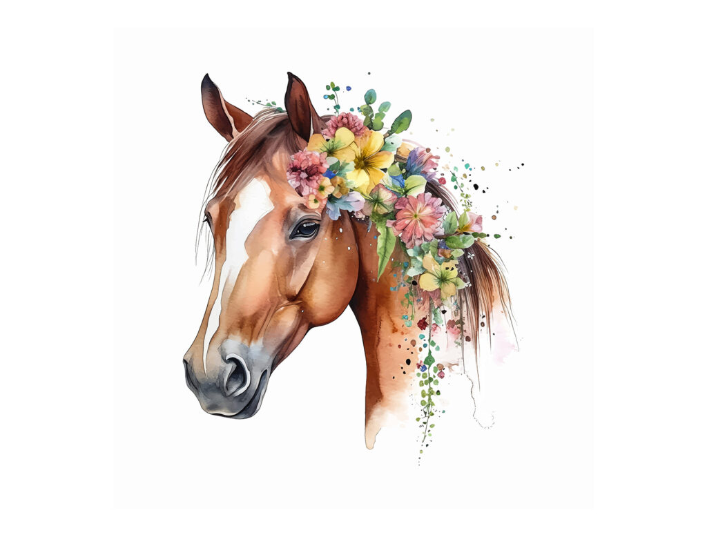 Flower Crown Horse — full design