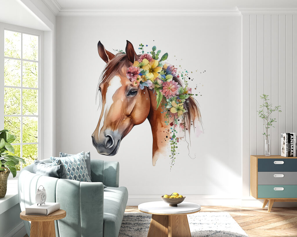 Flower Crown Horse in an interior