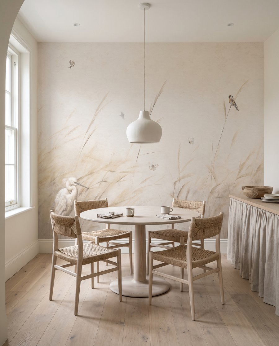 Birds Among Grasses in an interior