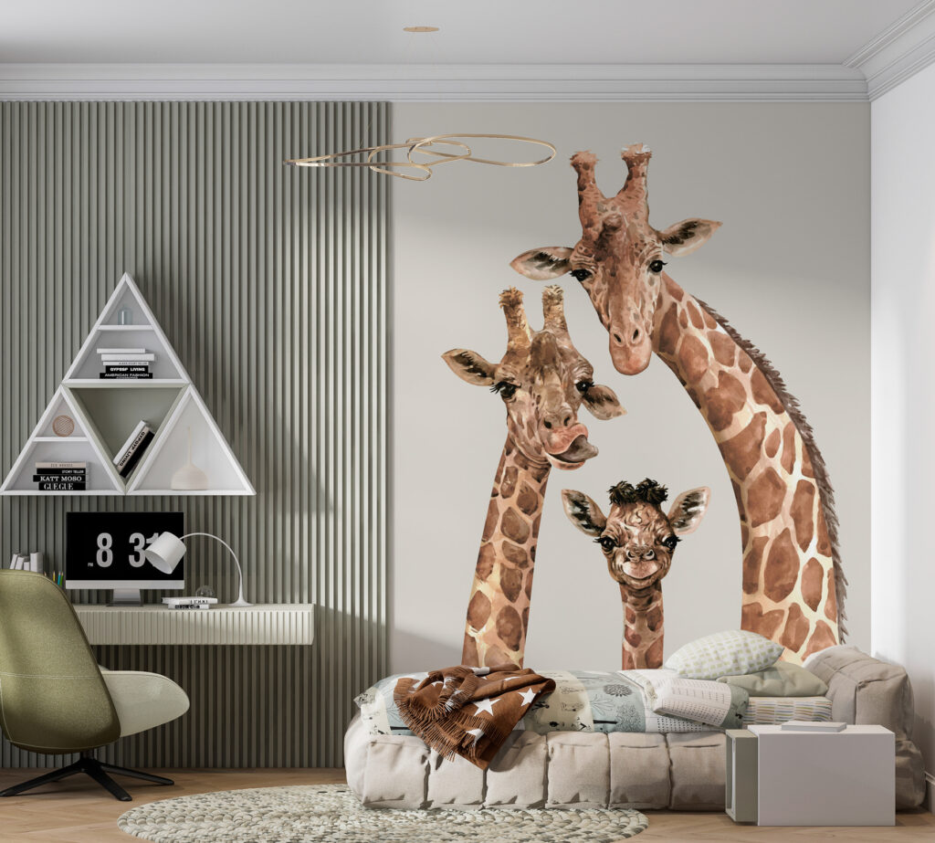 Giraffe Togetherness in an interior