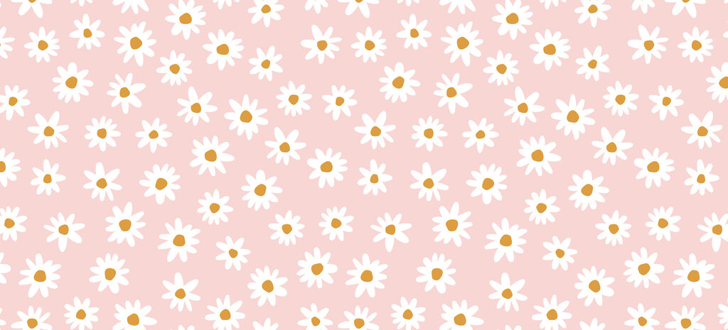 Daisies on dusty pink — full design