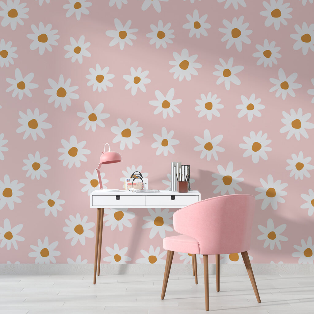 Daisies on dusty pink — interior 2