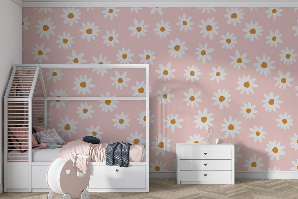 Daisies on dusty pink — interior 3
