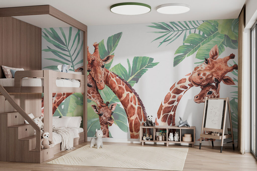 Giraffe Gathering in an interior