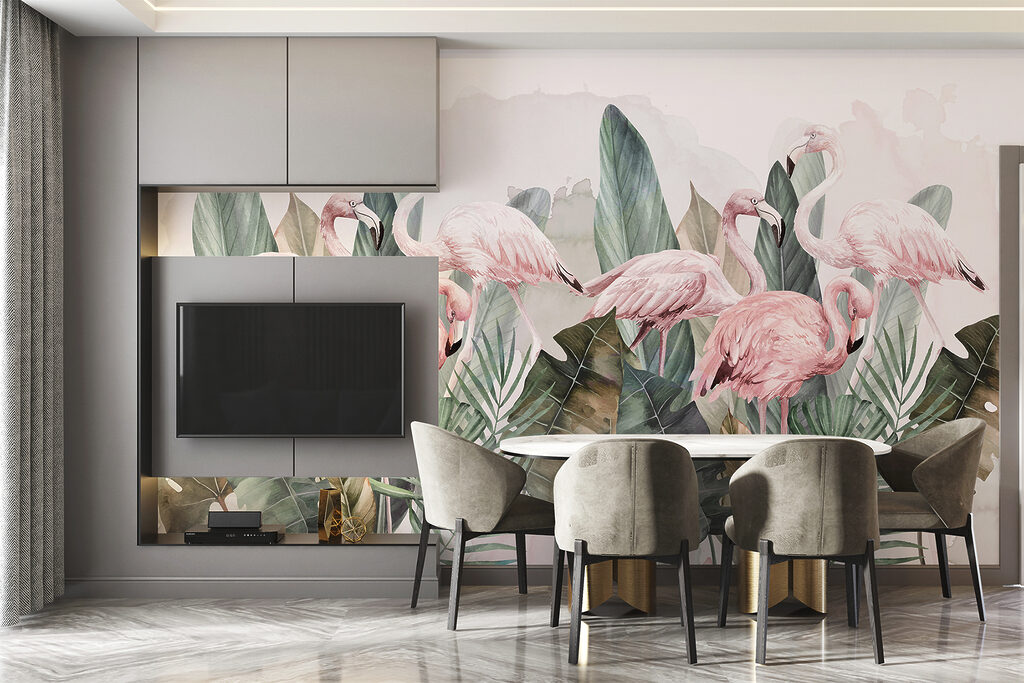 Flamingo Flock in an interior