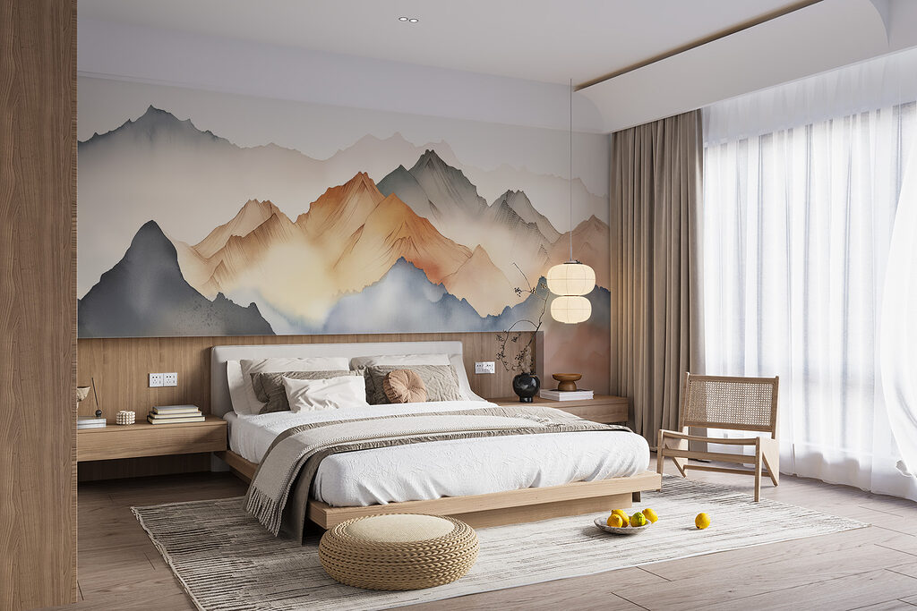 Painted Mountain Layers in an interior