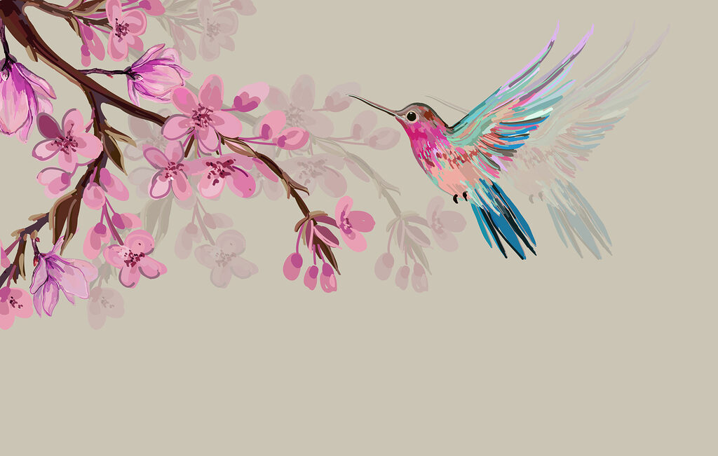 Hummingbird Blossom Branch — full design