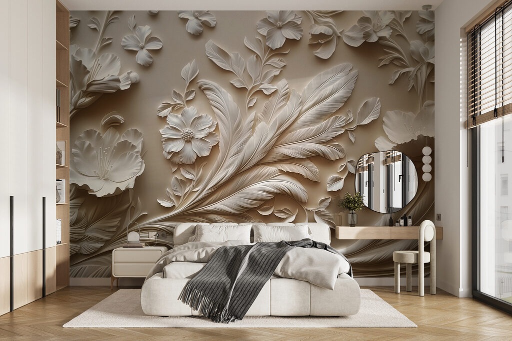Sculpted Floral Scroll in an interior