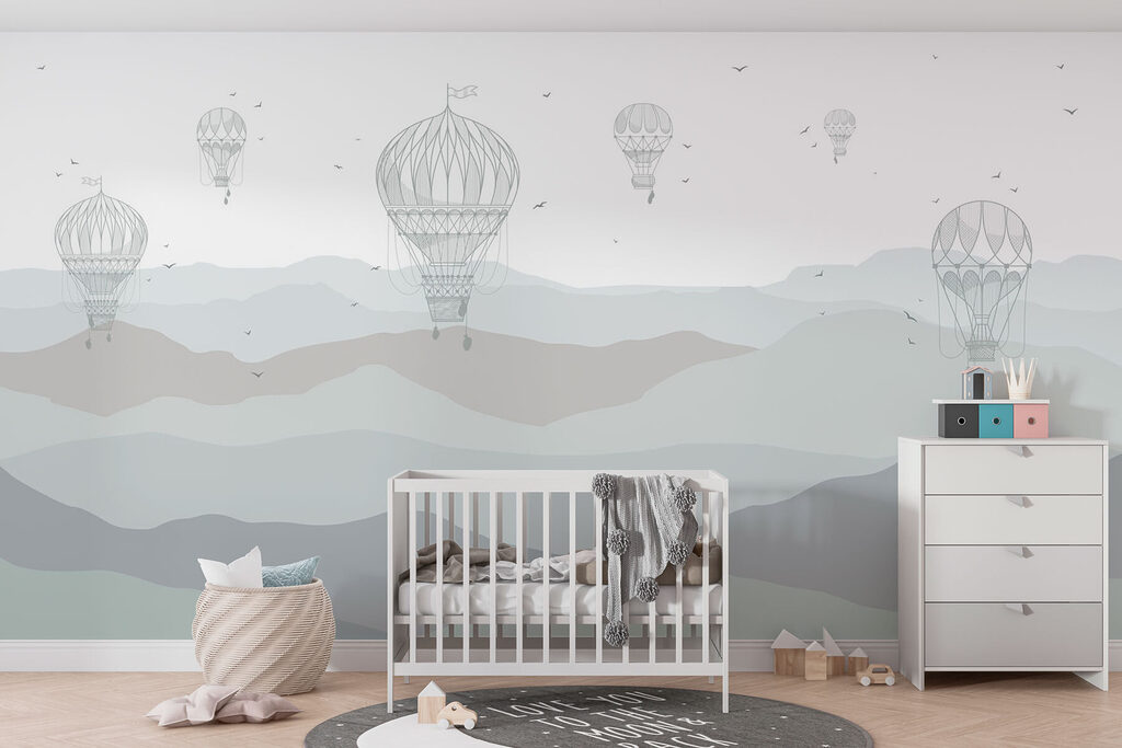 Balloons Above Rolling Hills in an interior