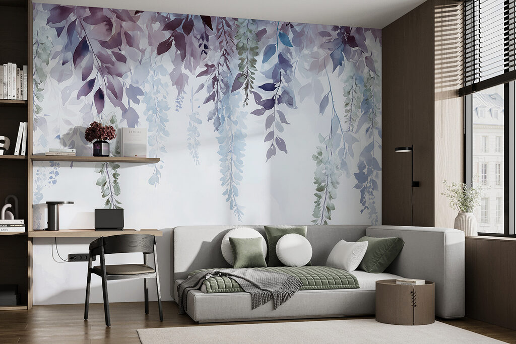Wisteria in Watercolour in an interior