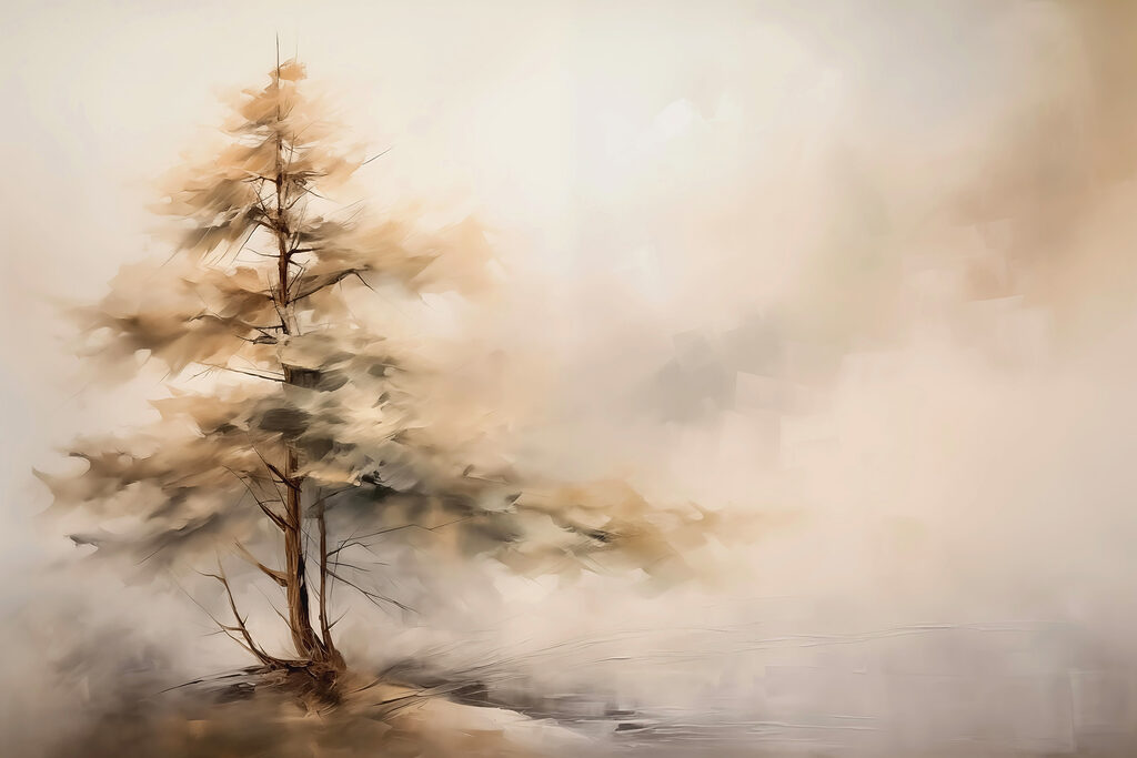 Lone Pine in Mist — full design