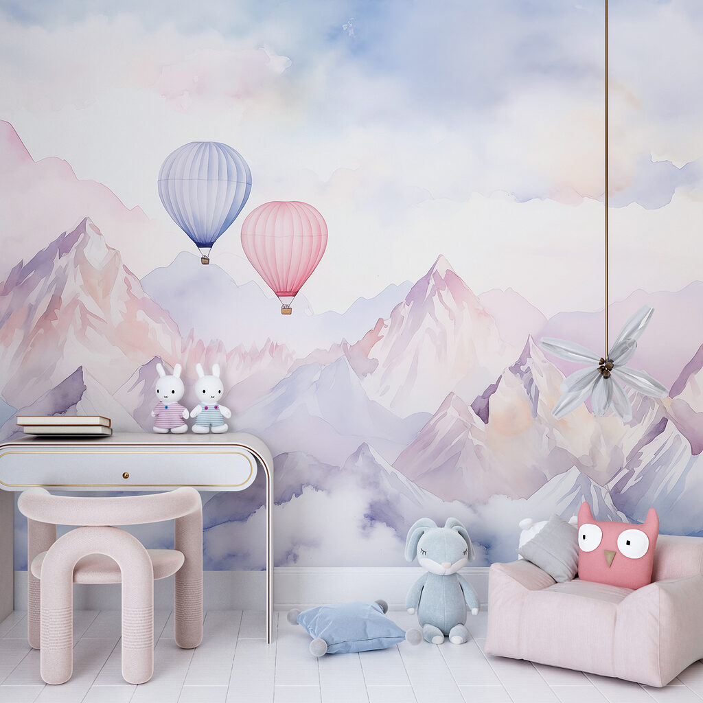 Two balloons above mountains — interior 3