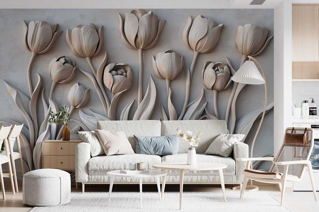 Tulips in Sculpted Light in an interior