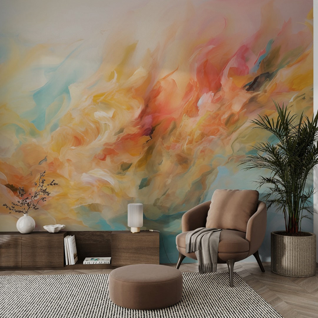 Colourful flowing brushstrokes — interior 1