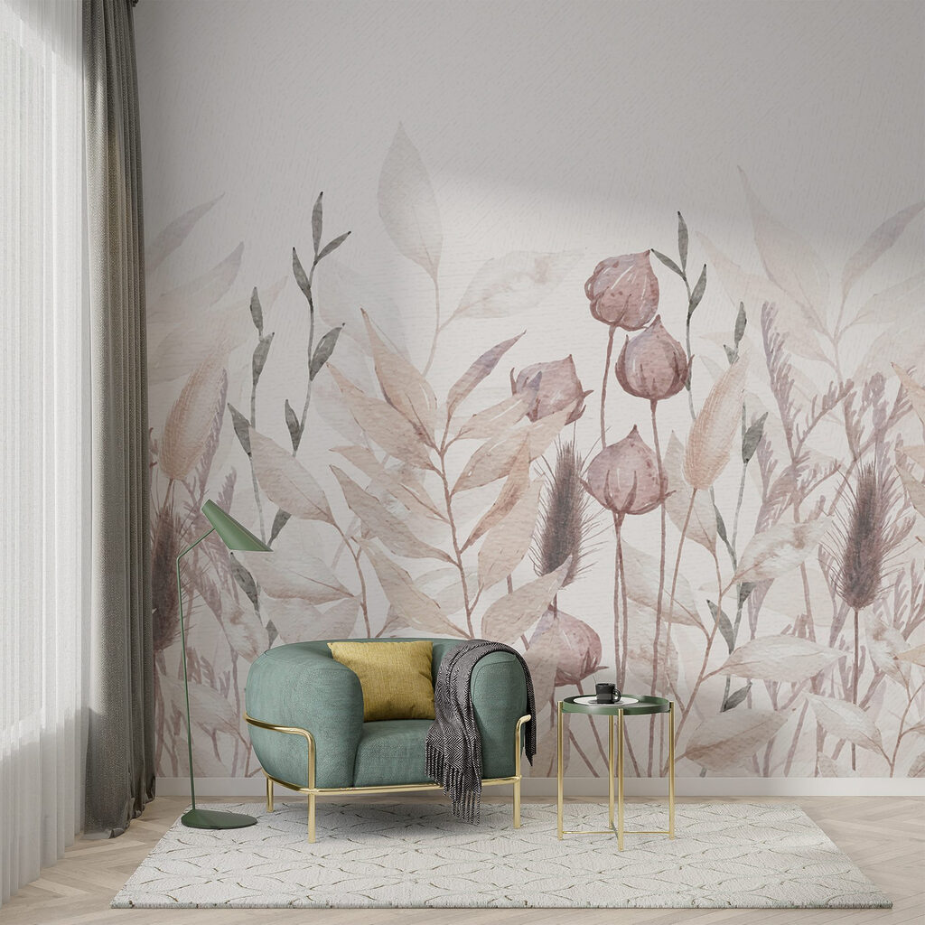Meadow Stems in Watercolour in an interior