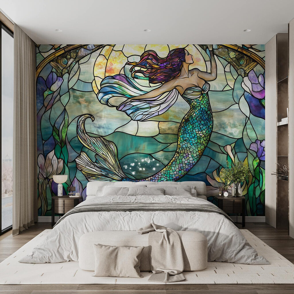 Stained Glass Mermaid in an interior
