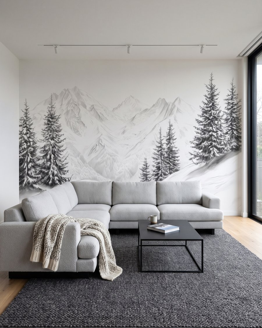 Winter Mountain Lines in an interior