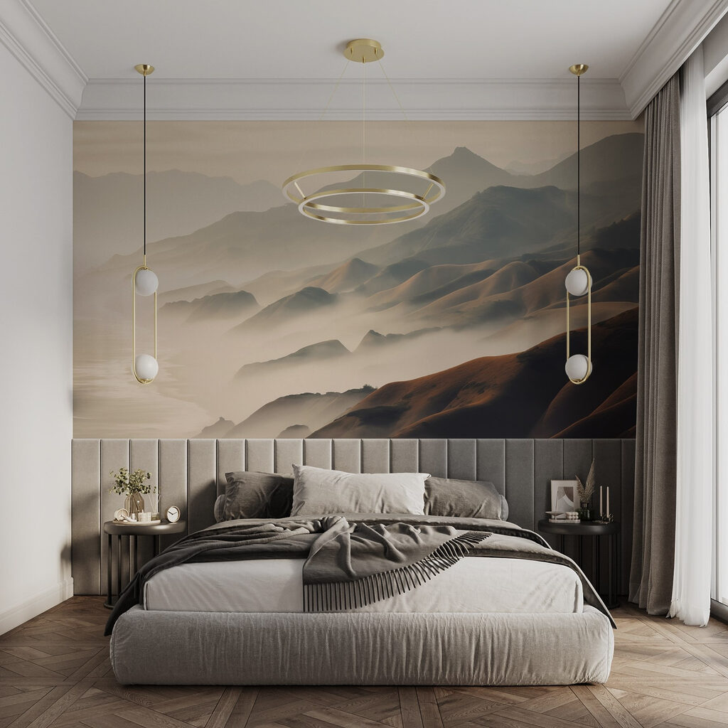 Golden mist over mountains — interior 1