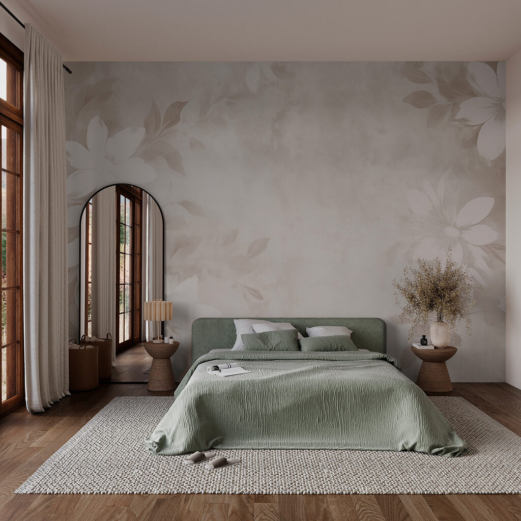 White flowers on beige — interior 2