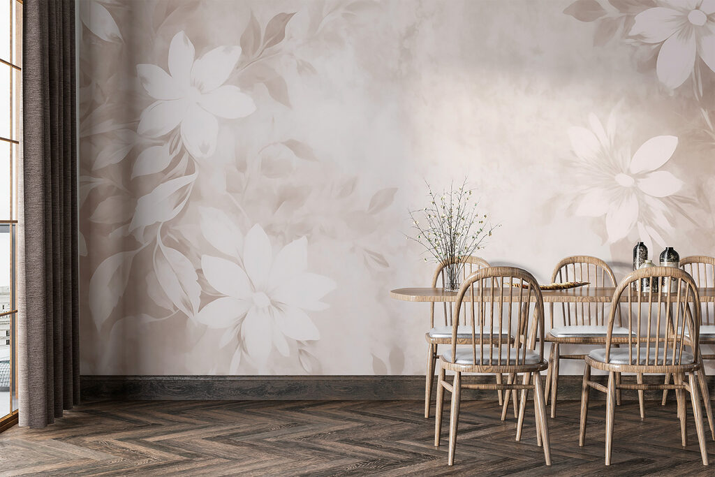 White flowers on beige — interior 3