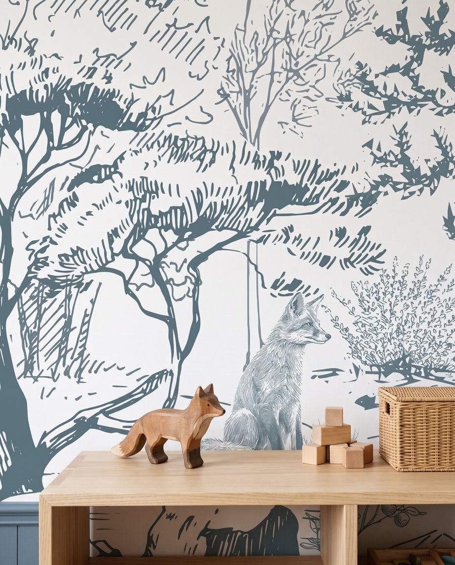 Bear in Woodland Etching — detail